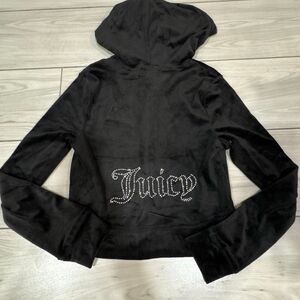 NWT Juicy Couture OG Bling‎ Velour Zip-Up Hoodie in black size small